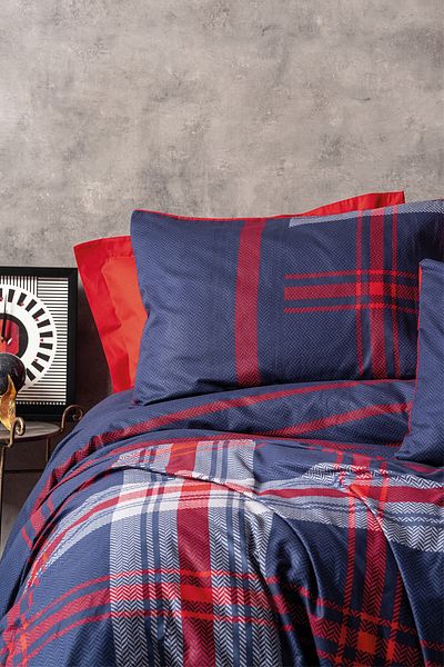Cotton Box Masculine Single Duvet Cover Set Abel Red