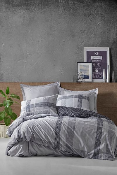 Cotton Box Double Duvet Cover Set Miranda Gray