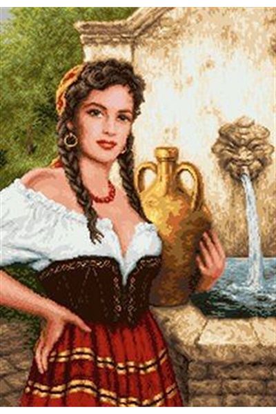 Marcel Kristal Tablo Marcel Art Diamond Mosaic - Beautiful Painting at the Head of the Fountain 46x66cm