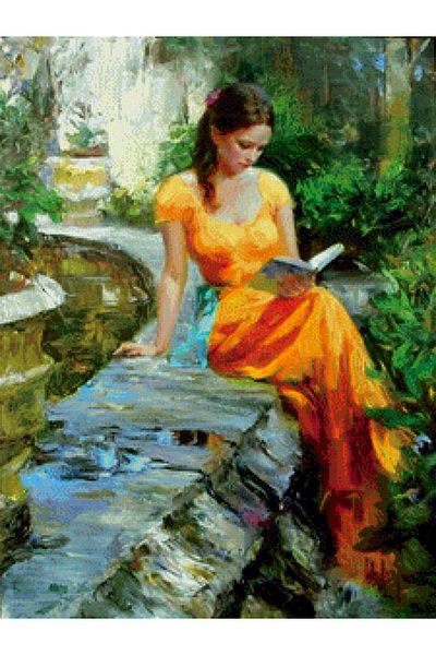 MARCEL SANAT Woman Reading a Book Marcel Art Diamond Mosaic Painting 43X58Cm