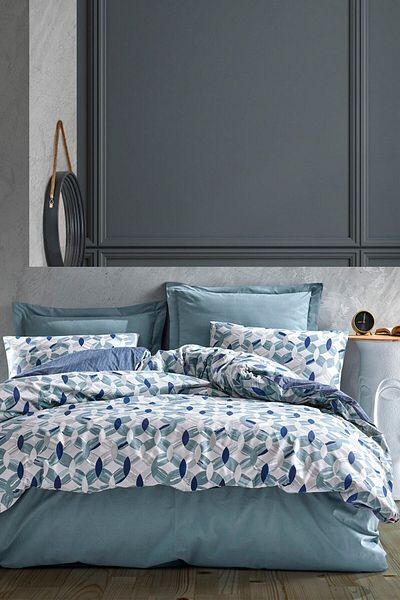 Cotton Box Set cuvertură de pilota unică Minimal Tory Blue