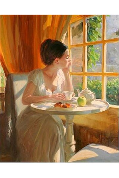 MARCEL SANAT Tea Pleasure by the Window Marcel Art Diamond Mosaic Painting 46X58Cm
