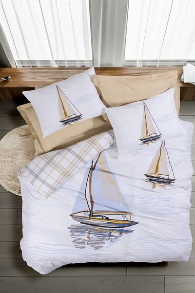Cotton Box Maritime Single Duvet Cover Set Wind Beige