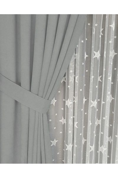 BD beyaz dokuma Light Gray Pleated Background Curtain Velvety High Quality Single Wing