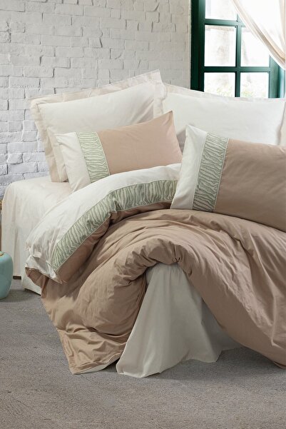 Cotton Box Brode Çift Kişilik Nevresim Takımı Beldon Vizon