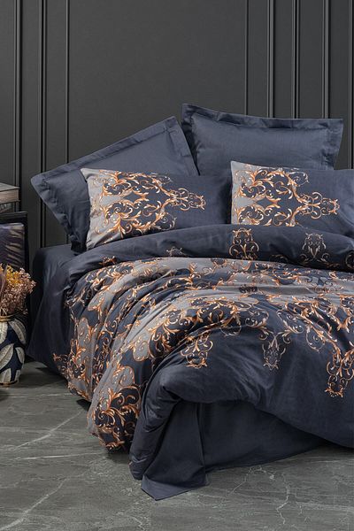 Cotton Box Σετ Παπλωματοθήκη Σατέν Sarina Navy Blue