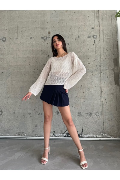 gozdefashion سترة نسائية مخرمة من اللؤلؤ