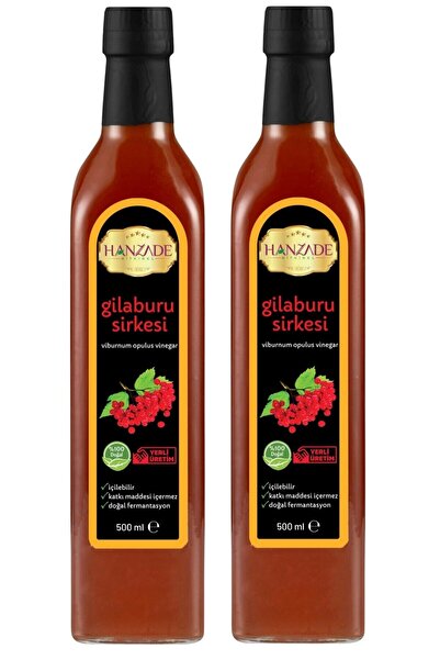 Hanzade Bitkisel Gilaburu Sirkesi 500 ml X 2 Adet Doğal Fermante Saf Içilebilir Cam Şişe Viburnum Opulus (GU-831520)