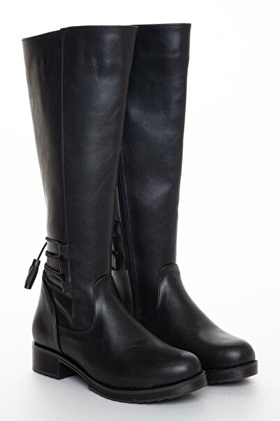 AYMELA أحذية ركوب الخيل السوداء تحت الركبة