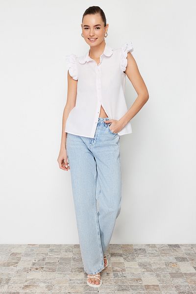 Trendyol Collection Pink Shoulder and Collar Embroidery Detailed Woven Shirt TWOSS22GO0234