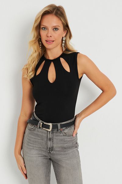 Cool & Sexy Γυναικεία Μπλούζα Παράθυρο Μαύρη EY2719