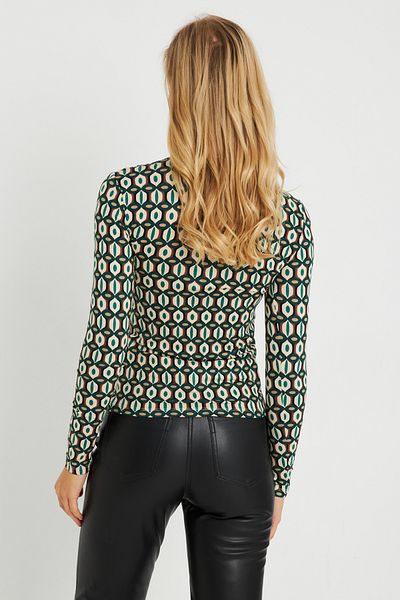 Cool & Sexy Women's Patterned Blouse Ecru-Green AYD288