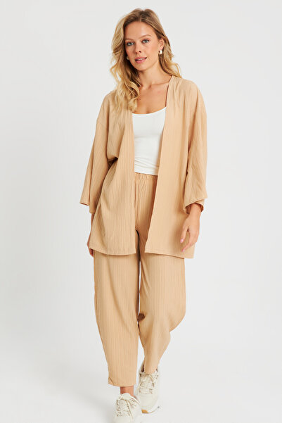 Cool & Sexy Női becsomagolt kimonó szett Camel Q983