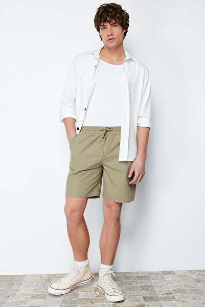 Trendyol Collection Light Khaki Regular Fit - Soft Button Waist Lace-up Bermuda Shorts TMNSS24SR00006