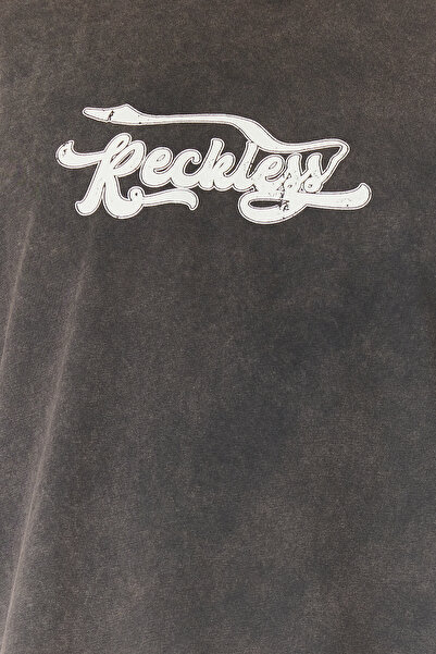 Trendyol Collection Υπερμεγέθη καφέ βαμβακερό μπλουζάκι - ξεθωριασμένο, 100% βαμβάκι - TMNSS24TS00120