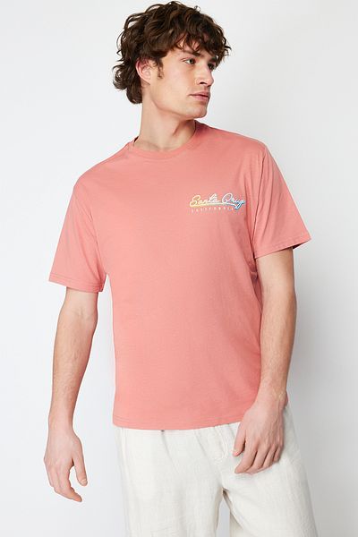 Trendyol Collection Színváltó Dusty Rose Oversize pamut póló - TMNSS24TS00116