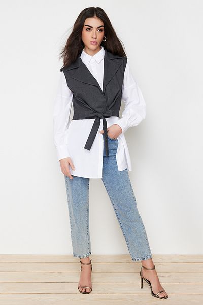 Trendyol Modest Weißer Hemdanzug aus gewebter Baumwolle TCTSS24TG00013