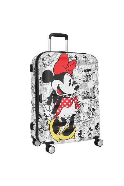 American Tourister حقيبة سفر ديزني ويف بريكر الصلبة متوسطة الحجم 67 سم، ميني كوميكس، بيضاء