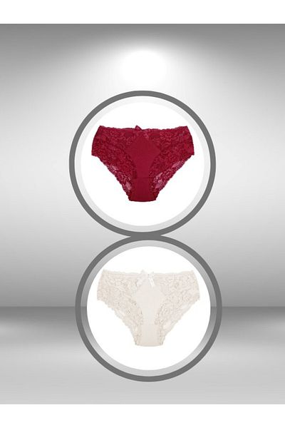 ŞahTan 2-Piece Lace And Cotton Plus Size Women's Panties