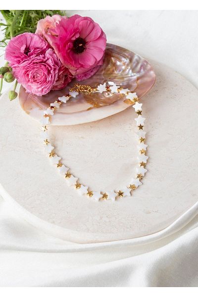 CHARMLUCKY Star Pearl Stone Necklace