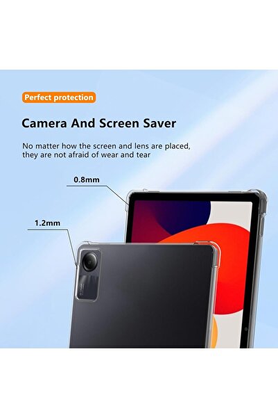 m.tk moveteck Xiaomi Redmi Pad Se 11 Inç Kılıf Şeffaf Köşe Darbe Korumalı Dayanıklı Armor Zırh Anti Shock Tablet