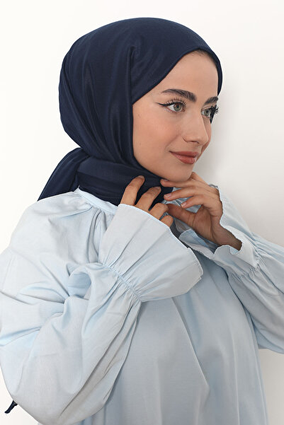 Mizge Scarf Pamuk Kraş Şal Lacivert