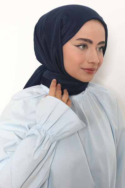 Mizge Scarf Pamuk Kraş Şal Lacivert