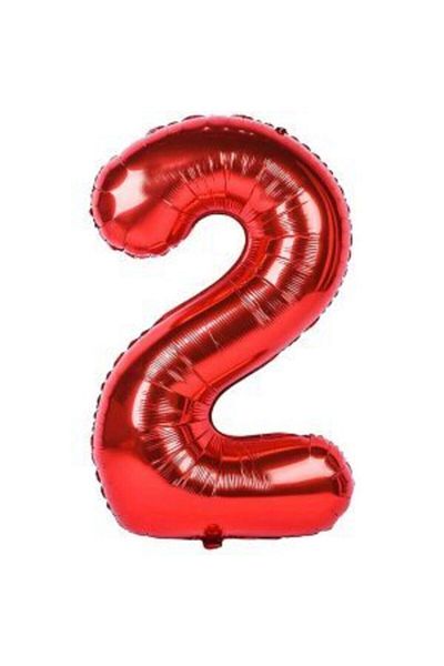 parti sürprizi Red 2 Number Foil Balloon 100 Cm