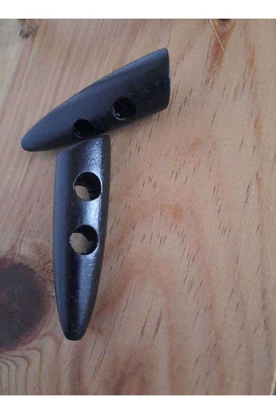 İMREN AKSESUAR 5 cm Black Wooden Shepherd Button - 1 Pack of 8 Pieces
