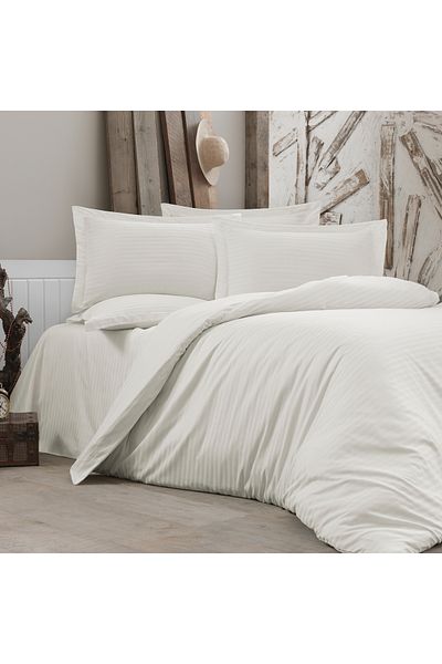 Alena Home Style طقم غطاء لحاف مزدوج مخطط من سلسلة الفنادق القطنية (بدون ملاءات)