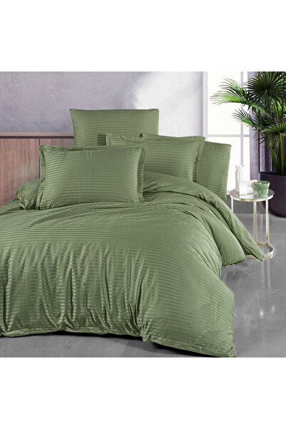 Alena Home Style Σετ Παπλωματοθήκη Cotton Hotel Series (Ελαστικό σεντόνι) Ριγ...