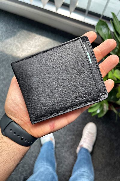 Crew Leather Matte Black Genuine Leather Wallet - Card Holder Gift
