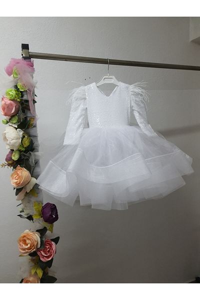 Kidstore Κοριτσίστικο Λευκό Φόρεμα Κυματιστό Φόρεμα
