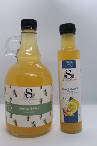 Süheylaana Doğal Ananas Sirkesi 1 Lt- Doğal Limon & Zencefil Sirkesi 250 Ml