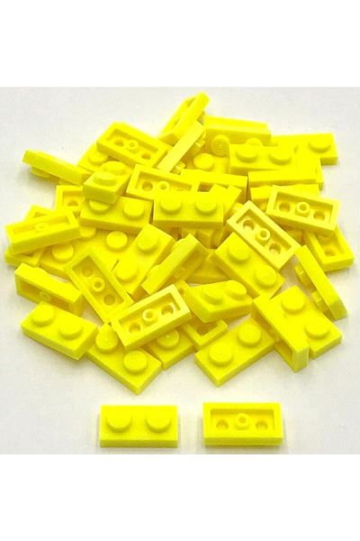 LEGO Moc Custom Accessory Creator Plate 1 X 2 Flat Brick Neon Yellow 4 Pieces Will Be Sent