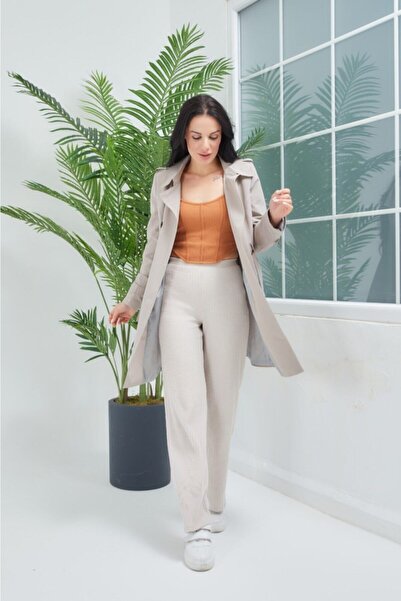 Wazze Çubuk Düğme Kapamalı Trençkot