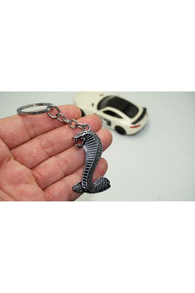 DK Tuning Dk Mustang Shelby Cobra Super Snake Logo Chrome Metal Reversible Keychain