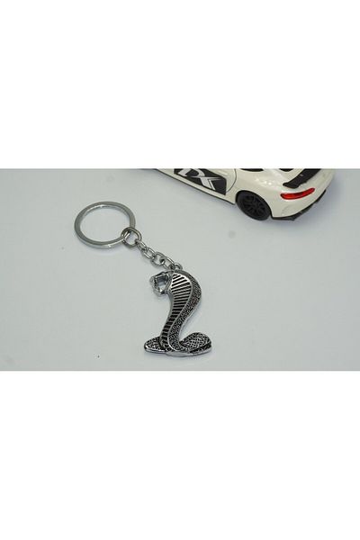DK Tuning Dk Mustang Shelby Cobra Super Snake Logo Chrome Metal Reversible Keychain
