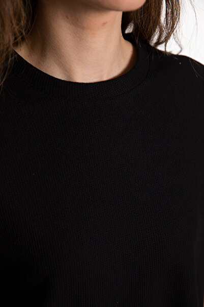 SHEISMONO Textured Short Sleeve Oversize T-shirt Black