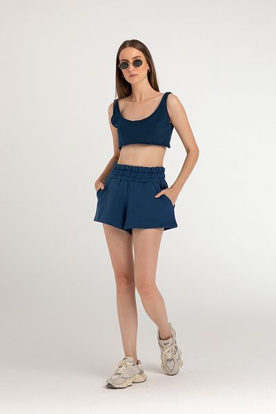 SHEISMONO High Waist Pocket Shorts Indigo