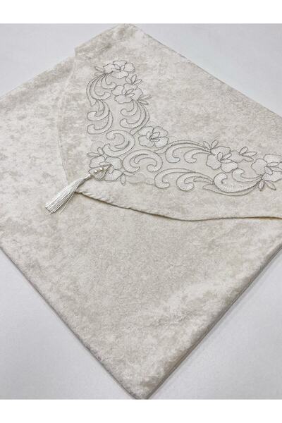 AYHANHOME Püsküllü Güpürlü Işlemeli Çeyizlik Lüks Kadife Zarf Bohça