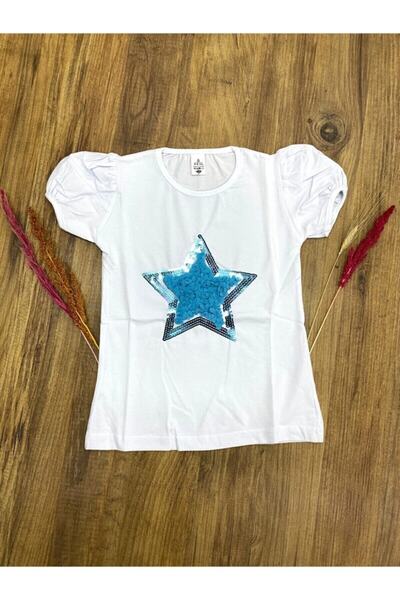 Nacar 23 Nisan Kız Yıldızlı Pullu Tişört Gösteri Kıyafeti 0-24
