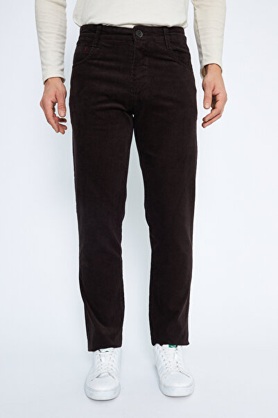 Daniel Voi Corduroy 5 Pocket Regular Fit Brown Men's Cotton Pants