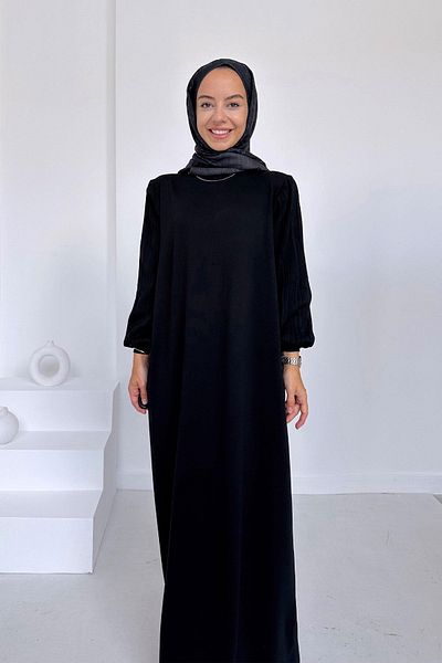 Ka Hijab Φόρεμα Hijab Mercerized με μανίκια - Μαύρο