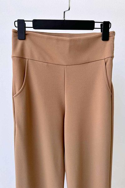 Ka Hijab Crepe Bodice Wide Leg Trousers - Camel