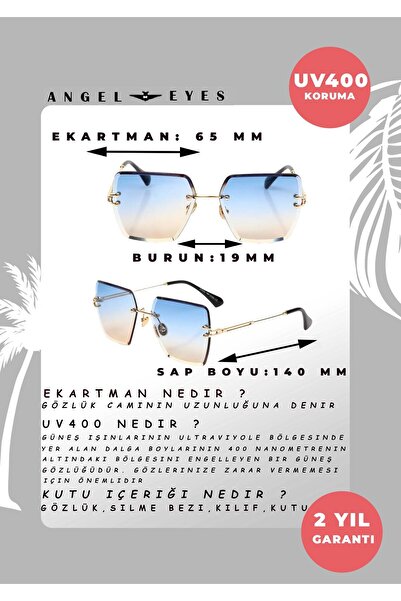 Angel Eyes نظارات شمسية زرقاء متدرجة مربعة الكريستال للنساء Ae1754c12-b2951