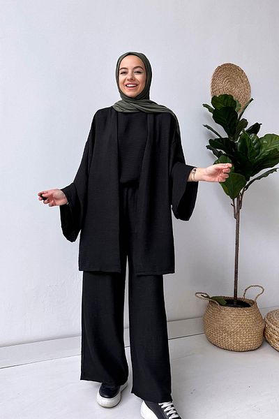 Ka Hijab Aden Triple Suit - Black