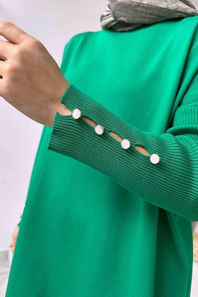 Ka Hijab Tunica mercerizata cu detaliu maneci - verde