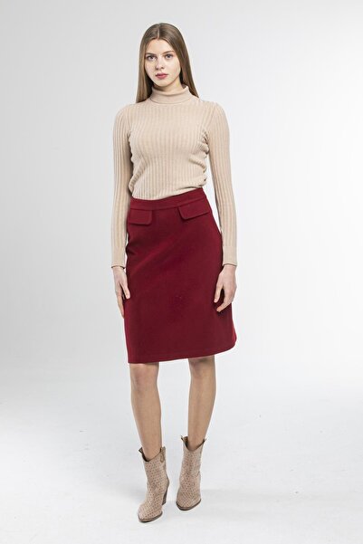 Pitti Women's Burgundy Stamped Bell Skirt
