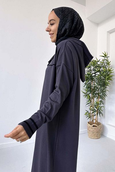 Ka Hijab Φόρεμα Hijab Mercerized με κουκούλα - Καπνιστό